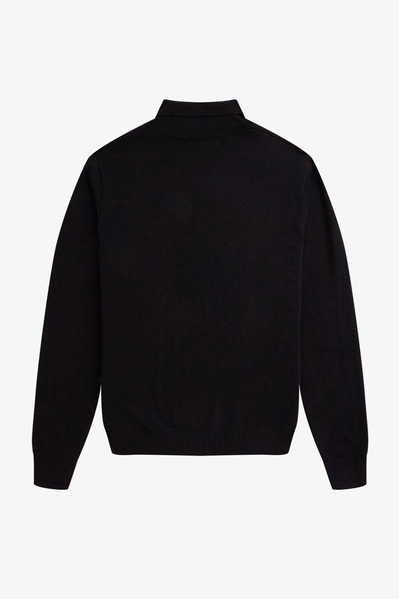 Black Fred Perry Chevron Textured Roll Neck Jumper Men's Knitwear | PH 1283UZGT